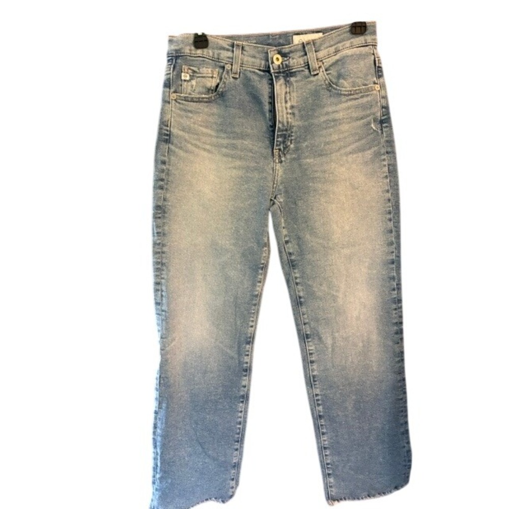 AG Brinley‎ Straight Leg Jeans Womens 26 Blue Excellent Japanese Denim Raw Hem
